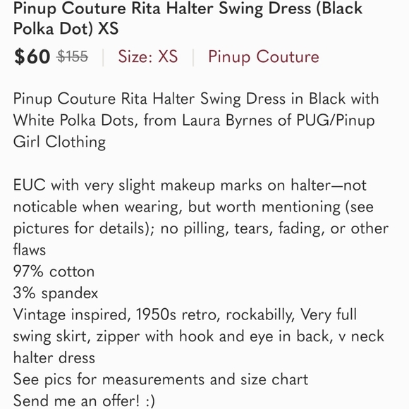 Pinup Couture Rita Halter Swing Dress (Black Polka Dot) XS - Picture 10 of 10